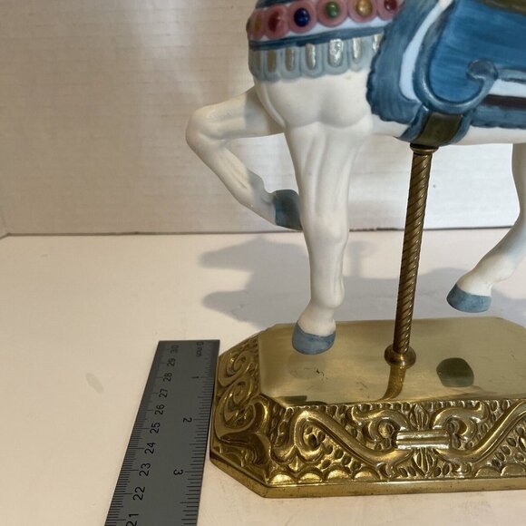 Vintage Impulse Giftware Carousel Horse Porcelain On Brass Stand White 9.5" - Picture 10 of 12